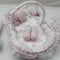 6 pieces snuggle white pink hearts