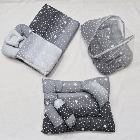 8 Pieces Baby Bedding Black And Grey Stars VOL-24-8