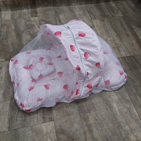 Mosquito Net Pink small Red hearts