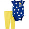 Imported baby body suit blue white circles with trouser