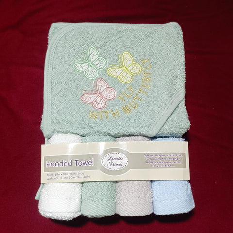 Baby Bath Towel With 4 Face Towels