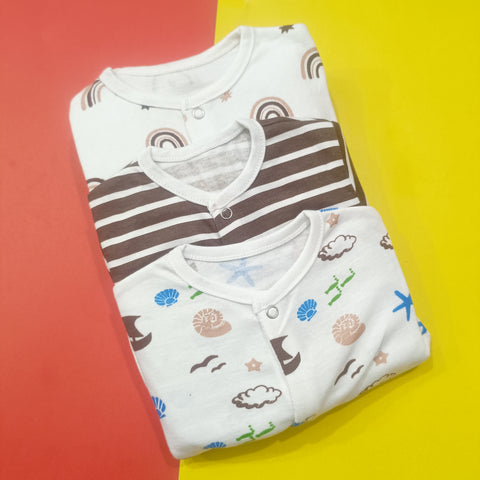 Pack Of 3 Full Body Romper Brown