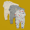 Pack of 3 Sleep Suit Grey unisex