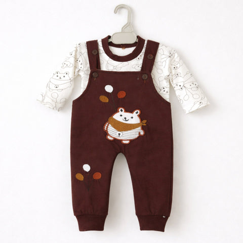 JS - 2 Pieces - Dungaree Set - Brown - Bear