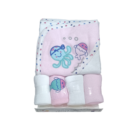 Baby Bath Towel With 4 Face Towels