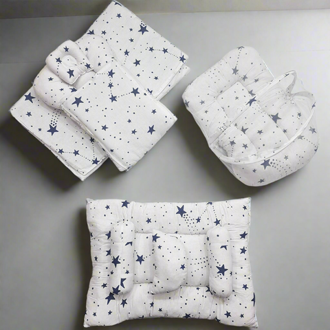 8 Pieces Baby Bedding set white blue stars VOL-11-8
