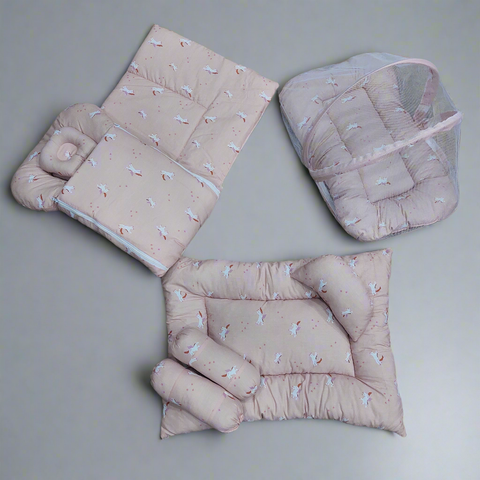 8 Pieces Baby Bedding set peach unicorns VOL-15-8