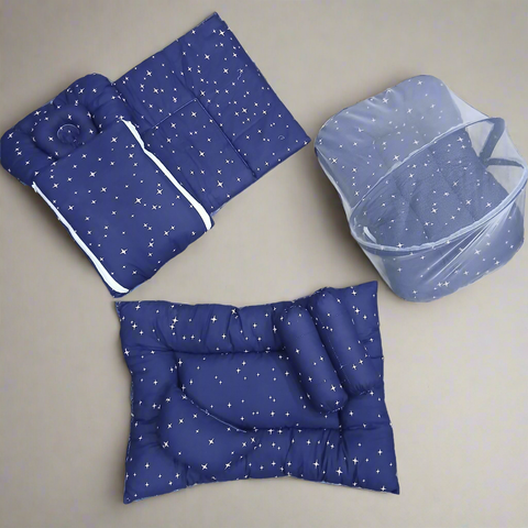 8 Pieces Baby Bedding set Blue star print VOL-8-8