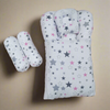 CARRY NEST WITH PILLOW - WHITE PINK STARS