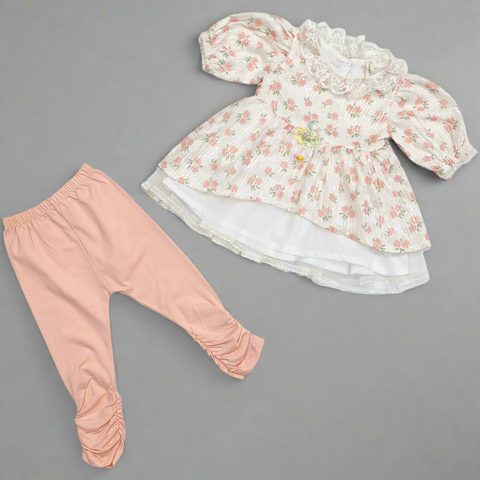 Net Frock - Flowers - Pink