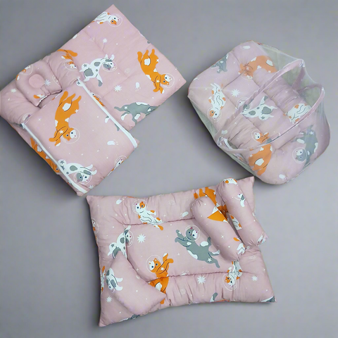 8 Pieces Baby Bedding set pink CAT VOL-12-8