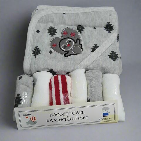 Baby Bath Towel With 6 Face Towels
