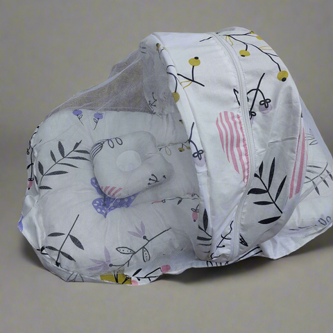 Mosquito Net white multi colour leaf