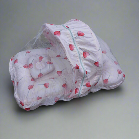 Mosquito Net Pink small Red hearts