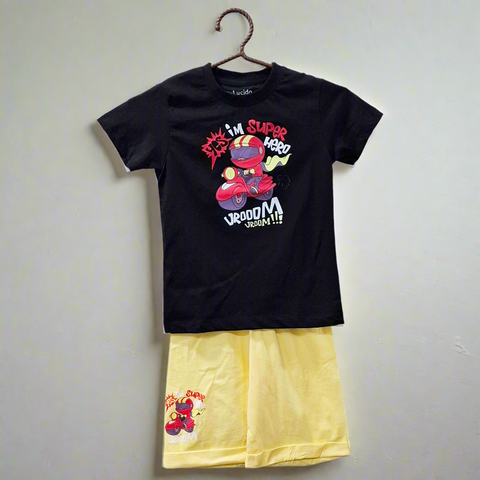 Lucido - T-Shirt & Shorts - Black - Super Hero