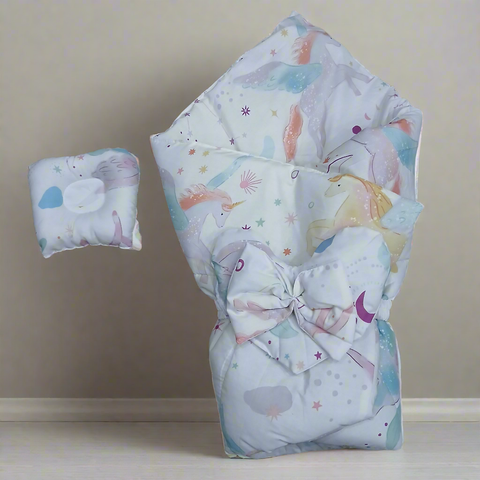 Bow Hearts Ribbon Carry Nest white unicorn