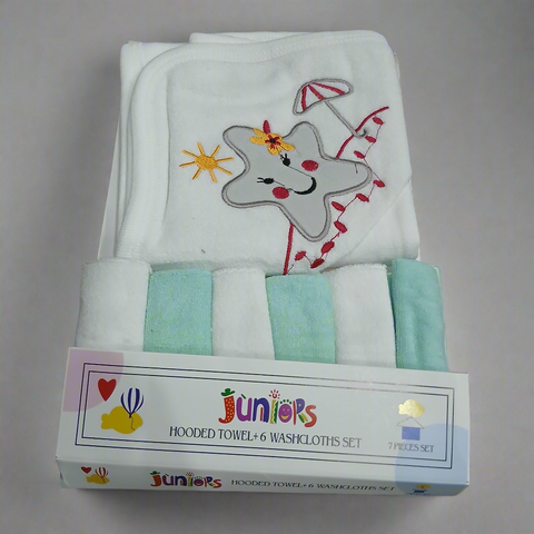 Baby Bath Towel With 6 Face Towels