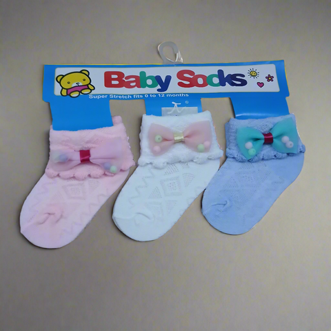 Pack Of 3 Socks butterfly knot