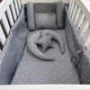 8 Pieces Cot Set Grey dots