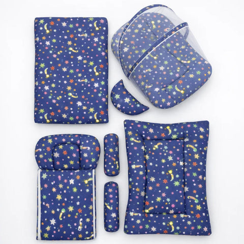 8 Pieces Baby Bedding Blue multi Stars small vol-17-1