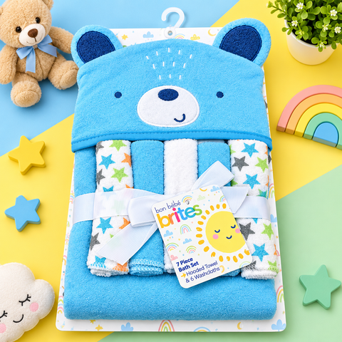 Baby Bath Towel With 6 Face Towels Brites