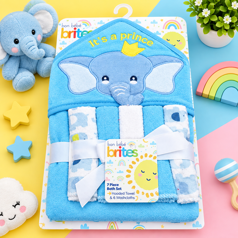 Baby Bath Towel With 6 Face Towels Brites