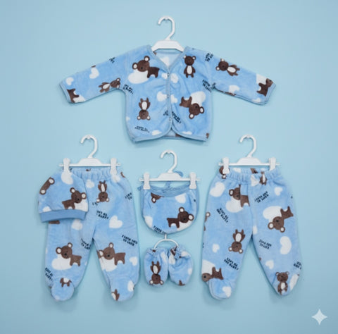 Six pieces Baby Suit For Winter blue bear