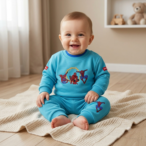 Warm Baby Track Suit Spiderman (3 to 12 months) Sky blue