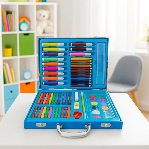 Wooden Stationery - Suitcase - 67 Pcs - Space - Blue