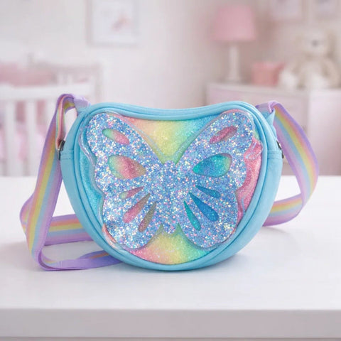Girl's - Fashion Crossbody Bag - Blue - Butterfly - 119582