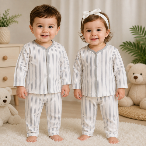 Winter Night Suit White Grey lining