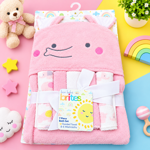 Baby Bath Towel With 6 Face Towels Brites