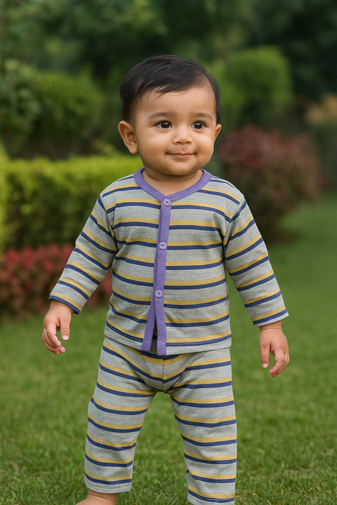 Night Suit purple yellow Grey lining