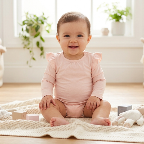 Imported Baby Body Suit Simple Pink