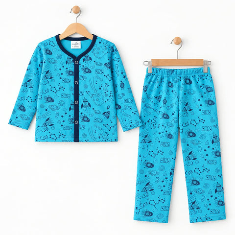 Winter Night Suit Blue Dino