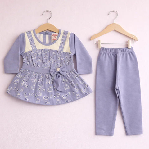 PD - 2 Pieces - Suit Set - Purple - Hearts Leaves