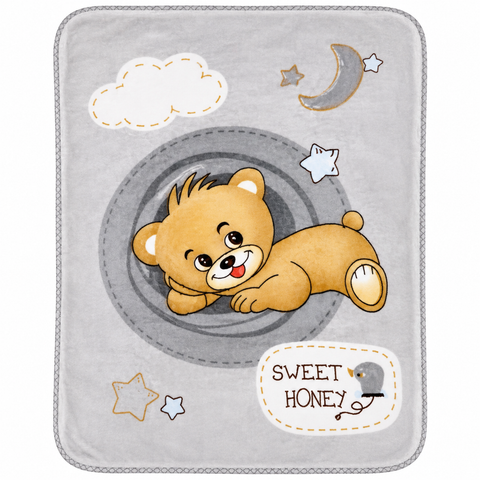 Imported Baby Blanket Double Ply Grey Sweet Honey