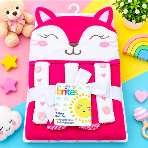 Baby Bath Towel With 6 Face Towels Brites