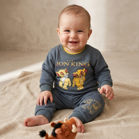 Warm Baby Track Suit Lion king (3 to 12 months) Dark Grey