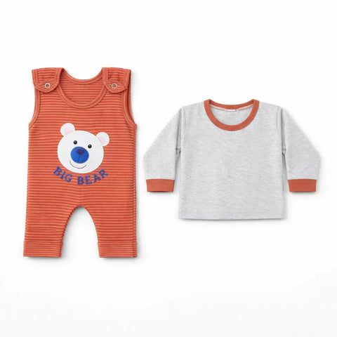 CG - 2 Pieces - Short Leg Dungaree Set - Rust - Big Bear