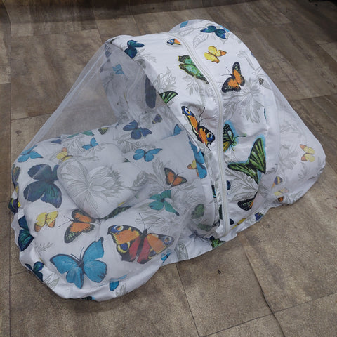 Mosquito Net white multi colour butterfly