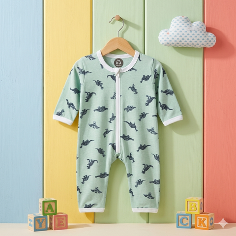 Baby Romper jersey green dino