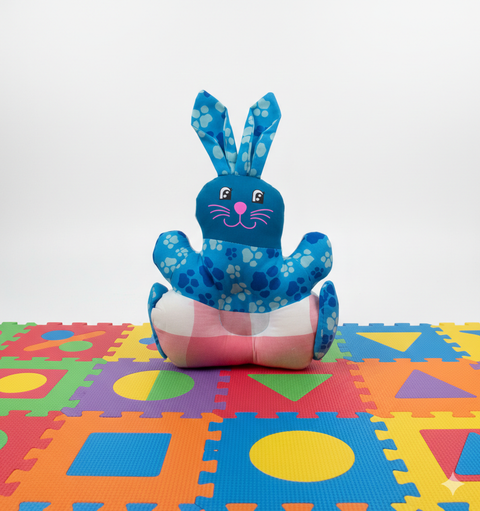 Baby Head Pillow Blue Rabbit