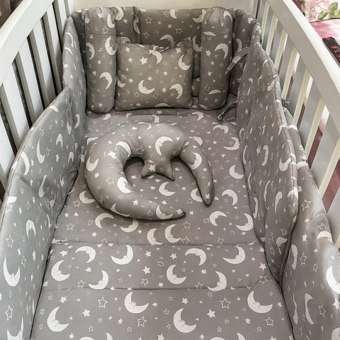 8 Pieces Cot Set Grey star moon