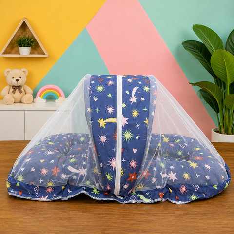 Mosquito Bed Net - Blue Multi Small Star