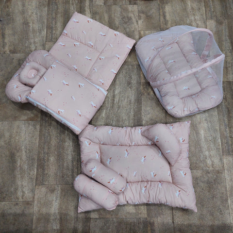 8 Pieces Baby Bedding set peach unicorns VOL-15-8