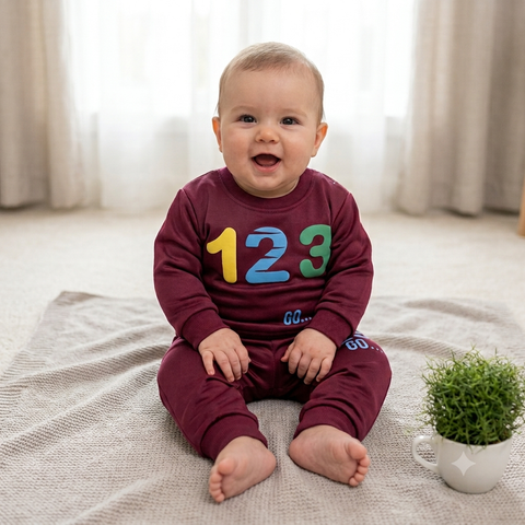 Warm Baby Track Suit 123 Maroon