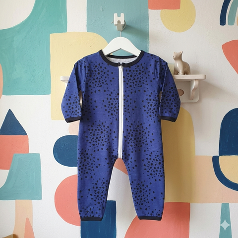 Baby Romper jersey blue black dots