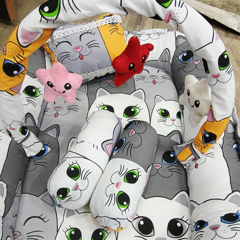 6 Pieces Rattle snuggle grey multi  cats