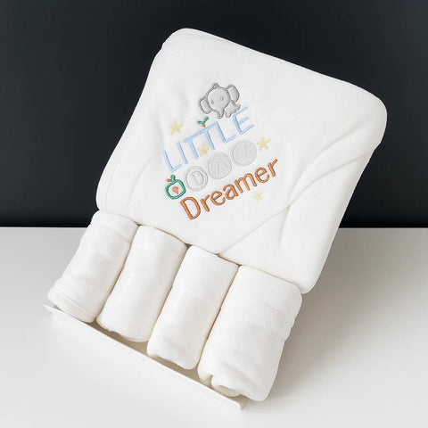Baby Bath Towel With 4 Face Towels White